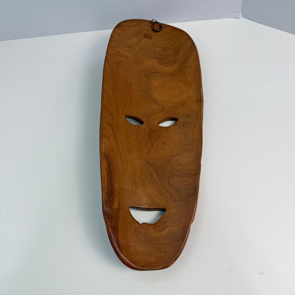 Vintage Hand Carved Wooden African Tribal Mask Wall Hanging Art Brown‎ MCM - Picture 5 of 7